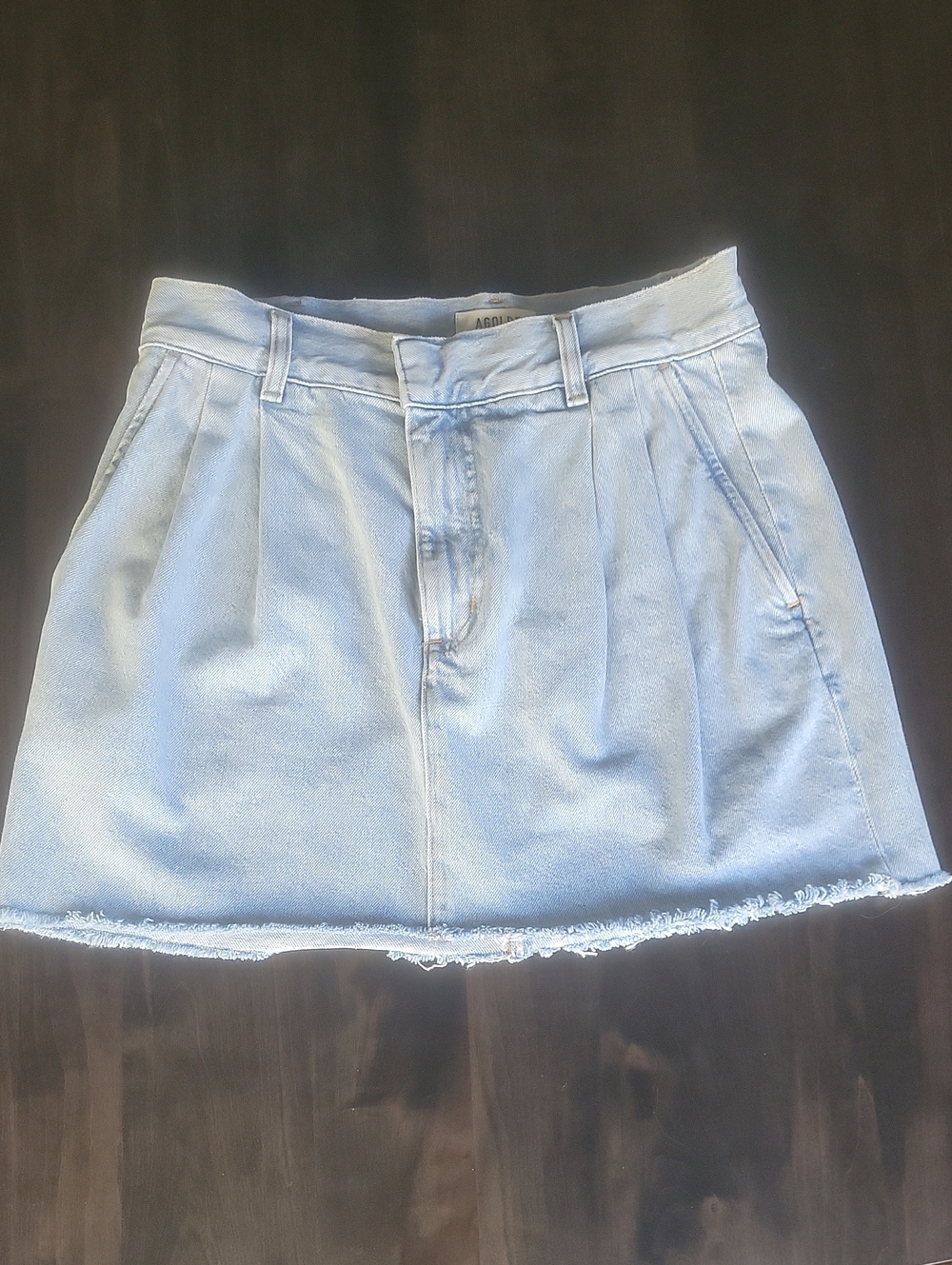 AGOLDE Becker Pleated Denim Mini Skirt Light Wash 28